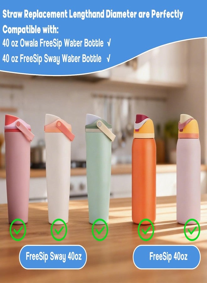 Haundry 6Pcs Metal Straw Replacement Compatible With Owala FreeSip Sway, FreeSip 40oz Water Bottle, With 2 Straw Cleaner, Reusable Stainless Steel Straws for Owala - Image 4
